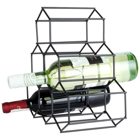 Metalowy stojak na wino butelki wina czarny do 6 butelek 29.5x28.5cm VILDE 229059