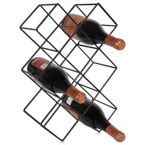 Metalowy stojak na wino butelki wina czarny do 8 butelek 42.5x28.5cm VILDE 229067