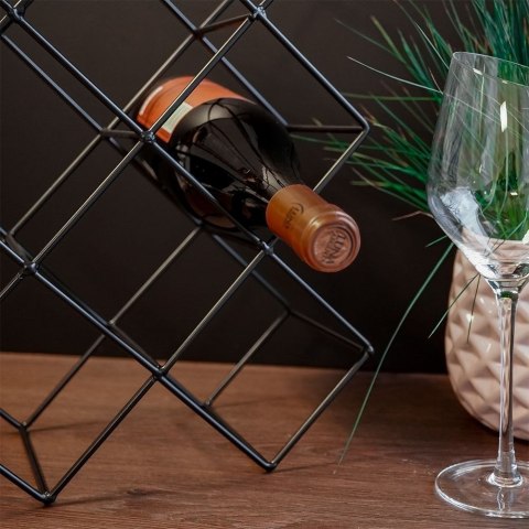 Metalowy stojak na wino butelki wina czarny do 8 butelek 42.5x28.5cm VILDE 229067