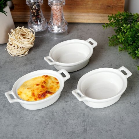 Miseczki do zapiekania kokilki porcelanowe do sosów piekarnika białe małe 120ml 3-ele EXCELLENT HOUSEWARE 259234-OW