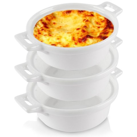 Miseczki do zapiekania kokilki porcelanowe do sosów piekarnika białe małe 130ml 3-ele EXCELLENT HOUSEWARE 259234-OK