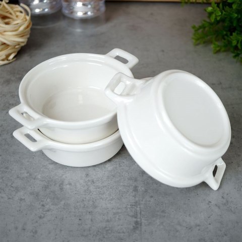 Miseczki do zapiekania kokilki porcelanowe do sosów piekarnika białe małe 130ml 3-ele EXCELLENT HOUSEWARE 259234-OK