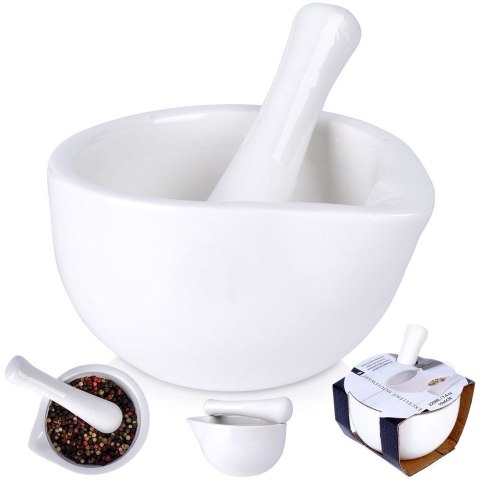 Moździerz kuchenny do przypraw leków ucierania ziół porcelanowy biały EXCELLENT HOUSEWARE 259319
