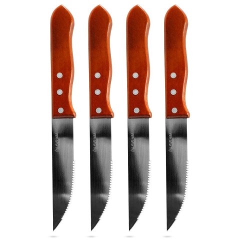 NOŻE DO STEKÓW BURGERÓW PIZZY MIĘS SZTUĆCE STALOWE 24.5CM 4 SZTUKI VAGGAN 139163