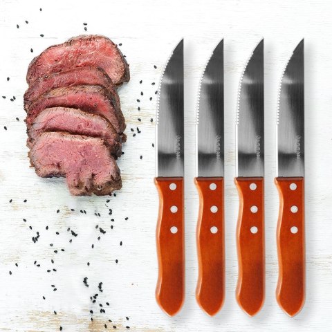 NOŻE DO STEKÓW BURGERÓW PIZZY MIĘS SZTUĆCE STALOWE 24.5CM 4 SZTUKI VAGGAN 139163