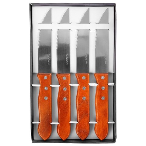 NOŻE DO STEKÓW BURGERÓW PIZZY MIĘS SZTUĆCE STALOWE 24.5CM 4 SZTUKI VAGGAN 139163