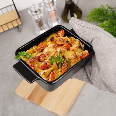 Naczynie żaroodporne ceramiczne czarne prostokątne małe 17.5x11.5x5cm 400ml VILDE 279906
