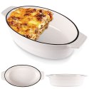 Naczynie żaroodporne do pieczenia porcelanowe białe owalne 19.5x11x5cm 360ml HIT 259209