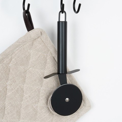 Nóż do krojenia pizzy stalowy czarny radełko 20cm VILDE 259712