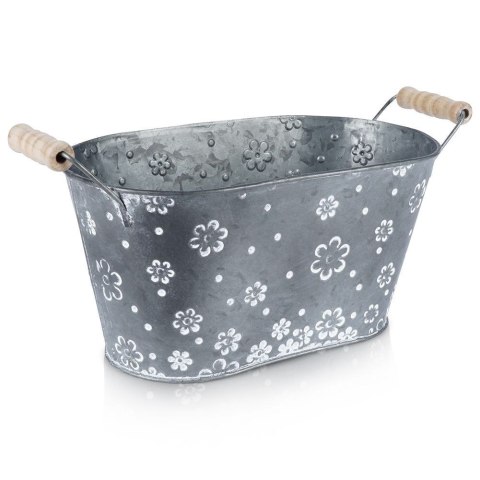 Osłonka na doniczkę metalowa kwiatki mała podłużna 29,5 cm VILDE 339415