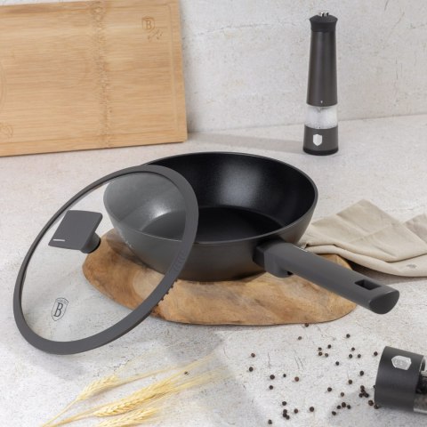 PATELNIA GŁĘBOKA TYTANOWA Z POKRYWKĄ 24CM BERLINGER HAUS ANTRACIT BH-8122
