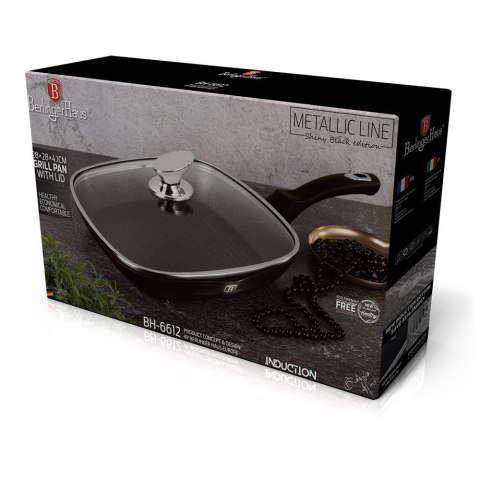 PATELNIA GRANITOWA GRILLOWA 28x28cm BERLINGER HAUS SHINY BLACK BH-6612