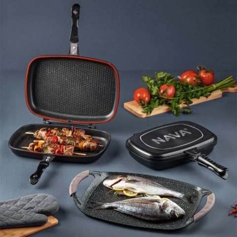 Patelnia grillowa do grillowania granitowa dwustronna GRILL FUNTZIO 32 cm NAVA 10-142-003