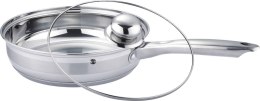 Patelnia stalowa ze stali nierdzewnej z pokrywką głęboka indukcja 20 cm BRUNBESTE BB-2220