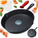 Patelnia żeliwna z silikonową nakładką na indukcję ciężka CAST LINE 25 cm VILDE 199035