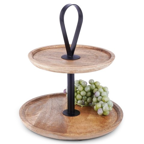 Patera na ciasto babeczki owoce drewniana 2 piętrowa 32cm HOME STYLING COLLECTION 139384