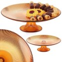 Patera na ciasto babeczki owoce na tort szklana na nóżce bursztynowa 28cm VILDE 139732