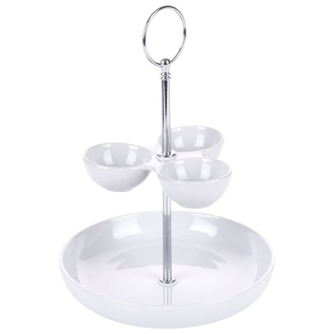 Patera na ciasto babeczki owoce porcelanowa biała 2 piętrowa 22cm ALPINA 139378