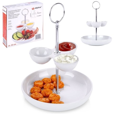 Patera na ciasto babeczki owoce porcelanowa biała 2 piętrowa 22cm ALPINA 139378