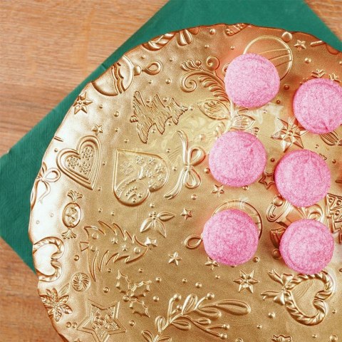 Patera na ciasto babeczki owoce tort szklana złota na nóżce 28cm VILDE 139239