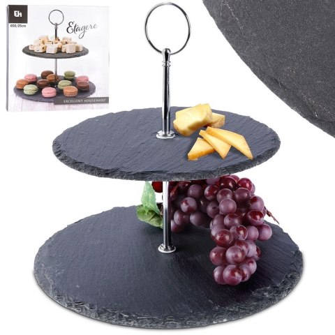 Patera na ciasto owoce babeczki kamienna 2 piętrowa 23cm EXCELLENT HOUSEWARE 139313
