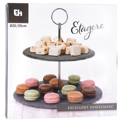 Patera na ciasto owoce babeczki kamienna 2 piętrowa 23cm EXCELLENT HOUSEWARE 139313