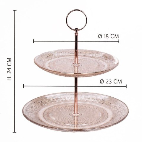 Patera na ciasto owoce babeczki szklana 2 piętrowa 24cm EXCELLENT HOUSEWARE 139107