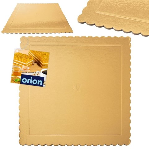 Podkład pod tort ciasto złoty kwadratowy 34x34 cm GRUBY SZTYWNY ORION 871408
