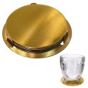 Podstawki pod kubek kubki stalowe podkładki ze stojakiem złote 10cm 6 sztuk EXCELLENT HOUSEWARE 139137