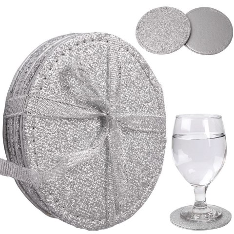 Podstawki podkładki pod kubek kubki srebrne 10cm 4 sztuki EXCELLENT HOUSEWARE 139240-S