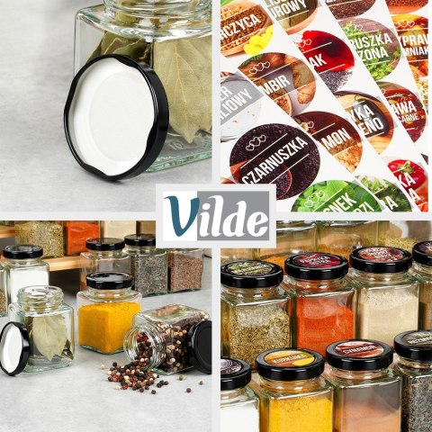 Pojemniki na przyprawy 24 szt 100ml pojemnik szklany + 90 etykiety VILDE 229193