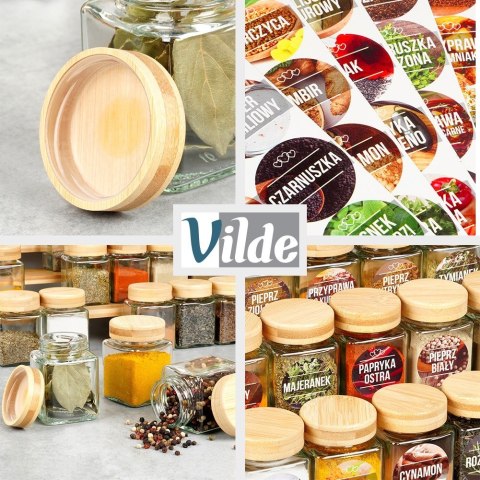 Pojemniki na przyprawy 24 szt 100ml pojemnik szklany + 90 etykiety VILDE 229194
