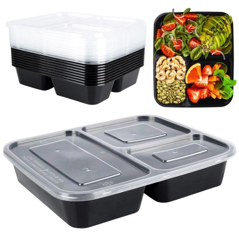 Pojemniki plastikowe na żywność z pokrywką 1.5L zestaw 10 sztuk EXCELLENT HOUSEWARE 259156