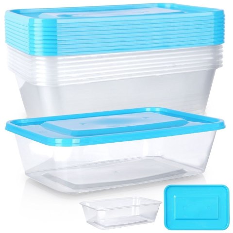 Pojemniki plastikowe na żywność z pokrywką 600 ml komplet 10-ele VILDE 259275
