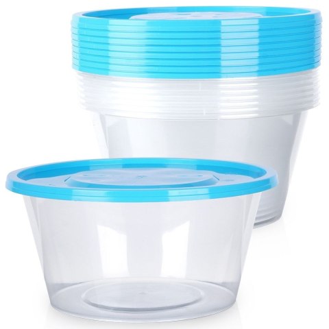 Pojemniki plastikowe na żywność z pokrywką 650 ml komplet 10-ele VILDE 259274
