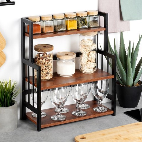 Półka kuchenna drewniana 3-poziomowa organizer 41.5x18.5x50cm VILDE 229198