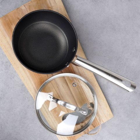 Rondel żeliwny ze szklaną pokrywką ciężki indukcja ATLAS 16 cm 1L NAVA 10-205-055