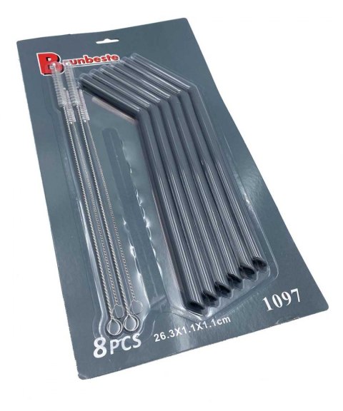 SILIKONOWE SŁOMKI DO NAPOJÓW + CZYŚCIKI 8 EL. BRUNBESTE BB-1097