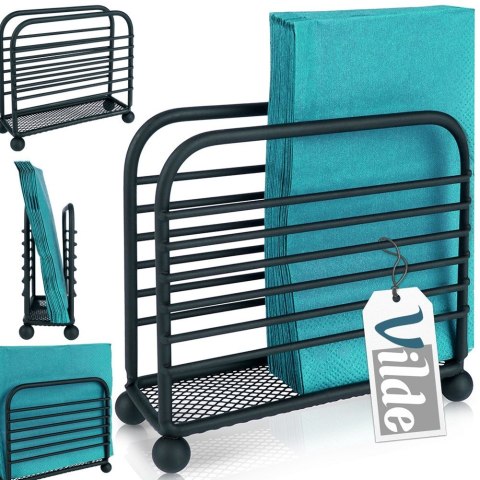 Serwetnik metalowy stojak na serwetki organizer pojemnik czarny 11.5x10cm VILDE 139317