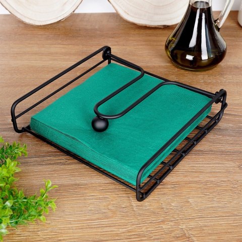 Serwetnik metalowy stojak na serwetki organizer pojemnik czarny 19x19.5cm VILDE 139316