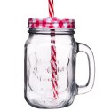 Słoik do picia napojów szklany z zakrętką i słomką 450ml ORION 125551
