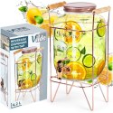 SŁÓJ SŁOIK DO NAPOJÓW Z KRANIKIEM I STOJAKIEM KRAN NA NAPOJE WODĘ LEMONIADĘ 4.2L RÓŻOWE ZŁOTO VILDE 139602