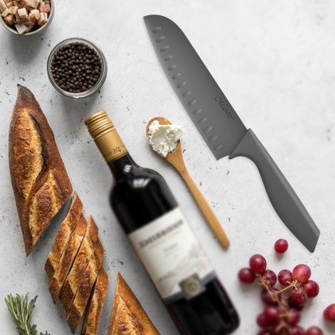 STALOWY NÓŻ SANTOKU 17.5CM Z POWŁOKĄ CERAMICZNĄ NIEPRZYWIERAJĄCĄ POJEDYNCZY MAESTRO MR-1432