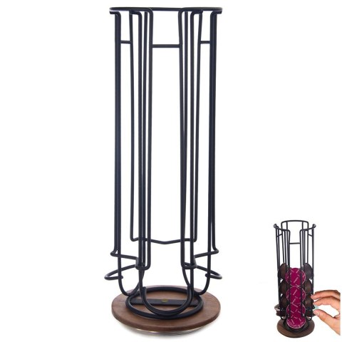 Stojak na kapsułki do kawy obrotowy metalowy czarny 18 kapsułek RADKA 33.5cm ORION 154315