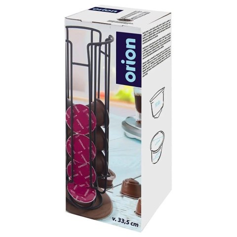 Stojak na kapsułki do kawy obrotowy metalowy czarny 18 kapsułek RADKA 33.5cm ORION 154315