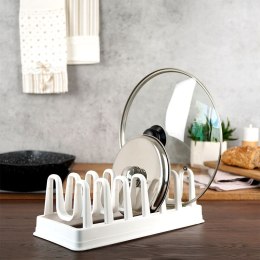 Stojak na pokrywki talerze organizer plastikowy biały STORAGE SOLUTIONS 229052