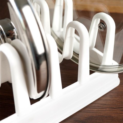 Stojak na pokrywki talerze organizer plastikowy biały STORAGE SOLUTIONS 229052