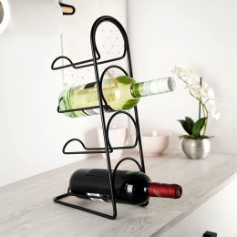 Stojak na wino butelki wina metalowy czarny na 4 butelki 21x43cm VILDE 229055