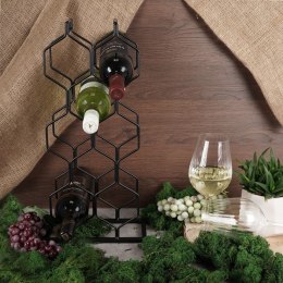 Stojak na wino butelki wina organizer metalowy czarny do 8 butelek VILDE 229031