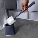Szczotka do czyszczenia WC toalety silikonowa ze stojakiem szara 36cm BATHROOM SOLUTIONS 569636-S